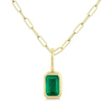 Load image into Gallery viewer, 6x4 MM Bezel Set Emerald Precious Fashion Pendant With Paperclip Chain in 10K Yellow Gold