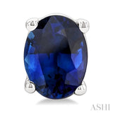 4X3 MM Oval Shape Sapphire Precious Stud Earrings in 14K White Gold