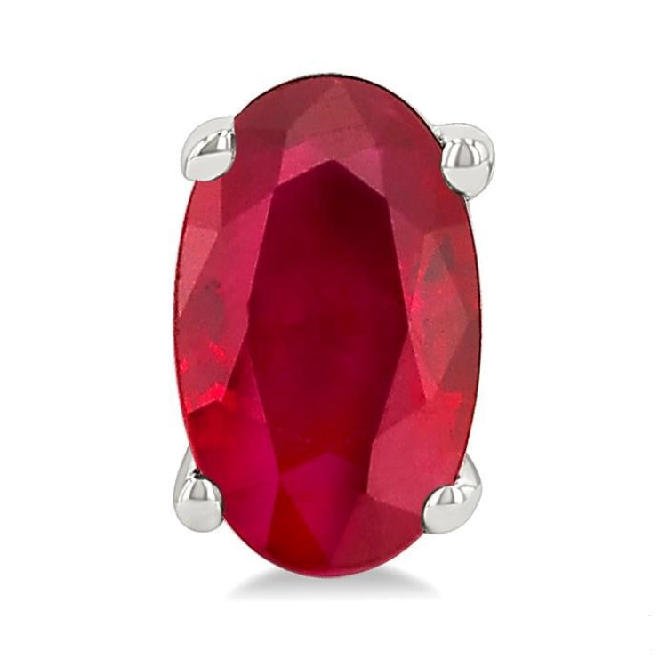 5X3 MM Oval Shape Ruby Precious Stud Earrings in 14K White Gold