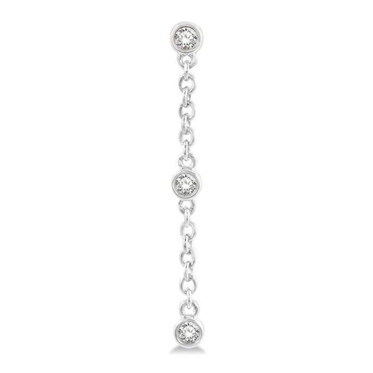 1/6 Ctw Circular Shape 3-Station Round Cut Diamond Drop Earring in 10K White Gold