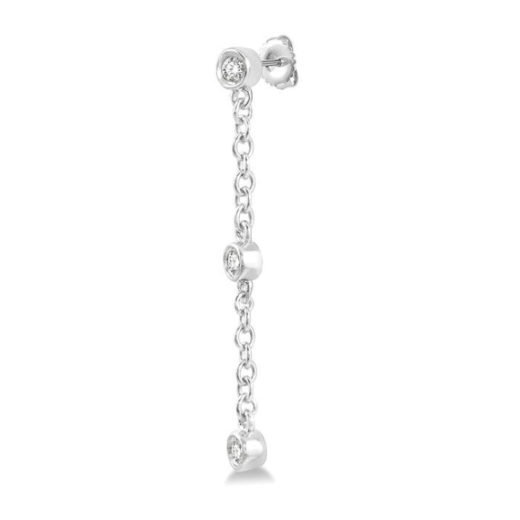 1/6 Ctw Circular Shape 3-Station Round Cut Diamond Drop Earring in 10K White Gold