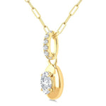 Load image into Gallery viewer, 1/4 Ctw Dome Oval and Round Cut Diamond Fashion Pendant With Paperclip Chain in 14K Yellow Gold