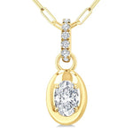 Load image into Gallery viewer, 1/4 Ctw Dome Oval and Round Cut Diamond Fashion Pendant With Paperclip Chain in 14K Yellow Gold