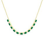 Load image into Gallery viewer, 4X3 MM Octagon Shape Emerald and 1/2 Ctw Round Cut Diamond Precious Tennis Necklace in 14K Yellow Gold