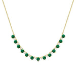 Load image into Gallery viewer, 3.5 MM Round Shape Emerald and 1/2 Ctw Round Cut Diamond Precious Tennis Necklace in 14K Yellow Gold