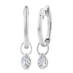Load image into Gallery viewer, 1/3 Ctw Bezel Set Pear Cut Diamond Huggie Earrings in 14K White Gold