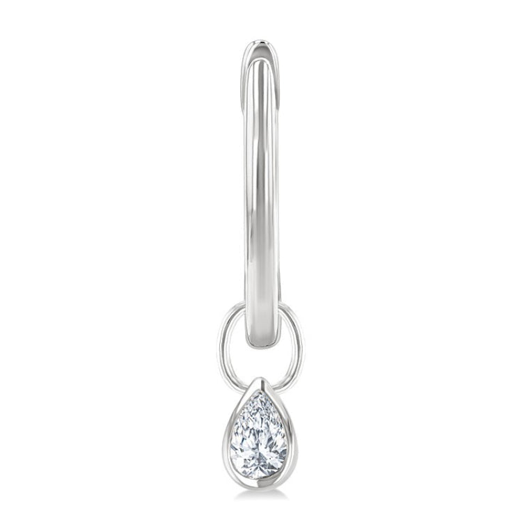 1/3 Ctw Bezel Set Pear Cut Diamond Huggie Earrings in 14K White Gold