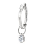 Load image into Gallery viewer, 1/3 Ctw Bezel Set Pear Cut Diamond Huggie Earrings in 14K White Gold