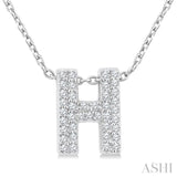 1/8 Ctw Bubble Accent Initial 'H' Round Cut Diamond Fashion Pendant With Chain in 10K White Gold