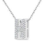 Load image into Gallery viewer, 1/8 Ctw Bubble Accent Initial 'H' Round Cut Diamond Fashion Pendant With Chain in 10K White Gold