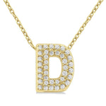Load image into Gallery viewer, 1/8 Ctw Bubble Accent Initial 'D' Round Cut Diamond Fashion Pendant With Chain in 10K Yellow Gold