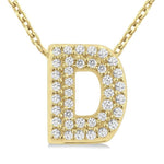 Load image into Gallery viewer, 1/8 Ctw Bubble Accent Initial 'D' Round Cut Diamond Fashion Pendant With Chain in 10K Yellow Gold