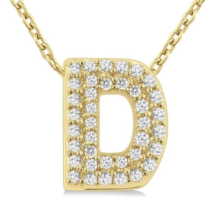 1/8 Ctw Bubble Accent Initial 'D' Round Cut Diamond Fashion Pendant With Chain in 10K Yellow Gold