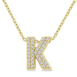 Load image into Gallery viewer, 1/10 Ctw Bubble Accent Initial 'K' Round Cut Diamond Fashion Pendant With Chain in 10K Yellow Gold