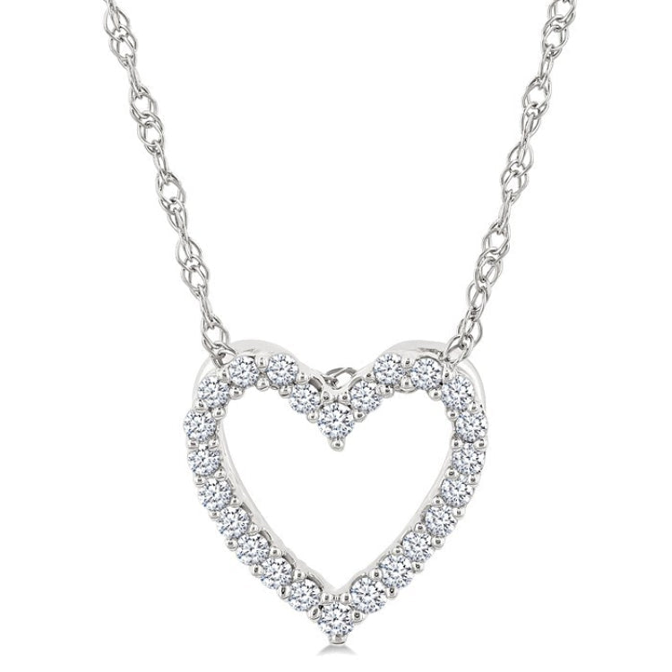 1/10 Ctw Heart Shape Round Cut Diamond Pendant With Chain in 10K White Gold