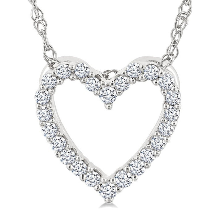 1/10 Ctw Heart Shape Round Cut Diamond Pendant With Chain in 10K White Gold