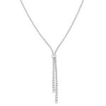 Load image into Gallery viewer, 3 Ctw Split Y-Shape Baguette and Round Cut Diamond Lariat Necklace in 14K White Gold
