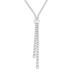 Load image into Gallery viewer, 5 Ctw Split Y-Shape Baguette and Round Cut Diamond Lariat Necklace in 14K White Gold