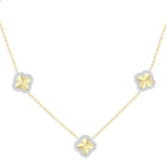 Load image into Gallery viewer, 1/2 Ctw Fluted Clover Round Cut Diamond Station Necklace in 14K Yellow and White Gold