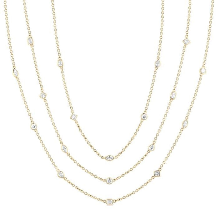5 Ctw Mixed Diamond Cut 60-Inch Station Necklace in 14K Yellow Gold