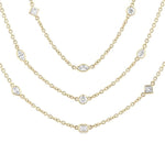 Load image into Gallery viewer, 5 Ctw Mixed Diamond Cut 60-Inch Station Necklace in 14K Yellow Gold