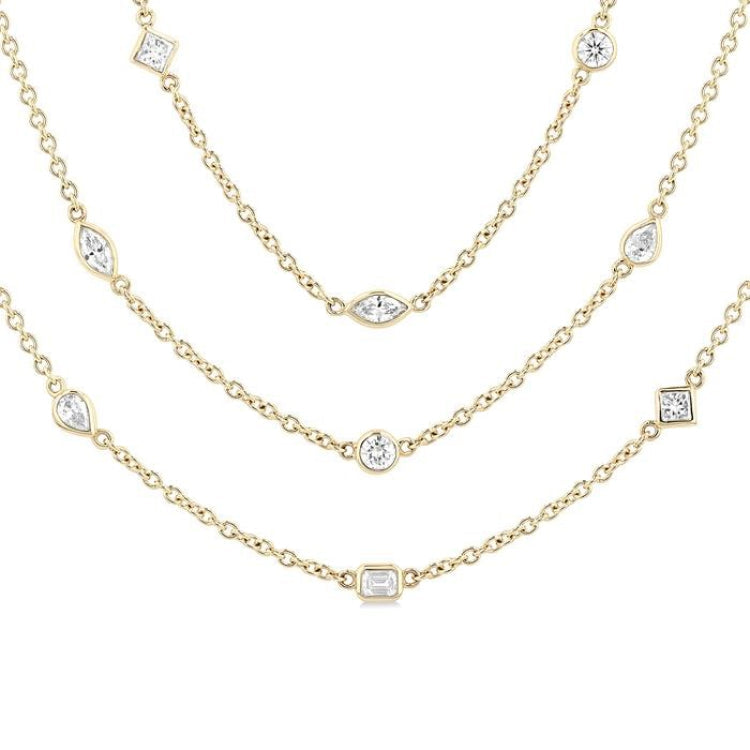 5 Ctw Mixed Diamond Cut 60-Inch Station Necklace in 14K Yellow Gold