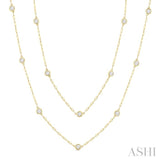2 Ctw Bezel Set Round Cut Diamond 36-Inch Station Necklace in 14K Yellow Gold
