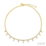 2 1/2 Ctw Geometric Dangle Accent Emerald and Round Cut Diamond Bead Bijoux Choker Necklace in 14K Yellow Gold