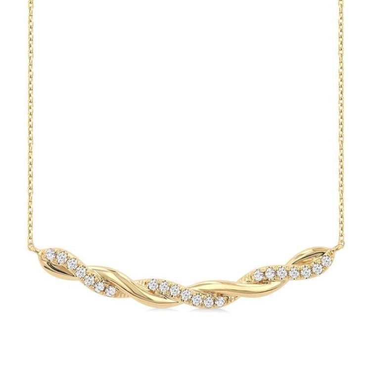 1/3 Ctw Round Cut Diamond Twisted Fashion Necklace in 14K Yellow Gold