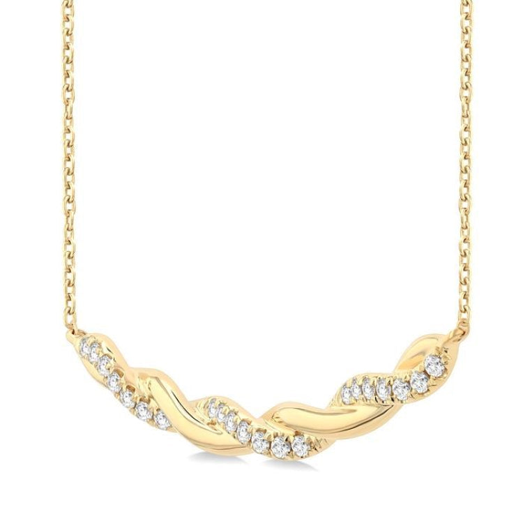 1/3 Ctw Round Cut Diamond Twisted Fashion Necklace in 14K Yellow Gold