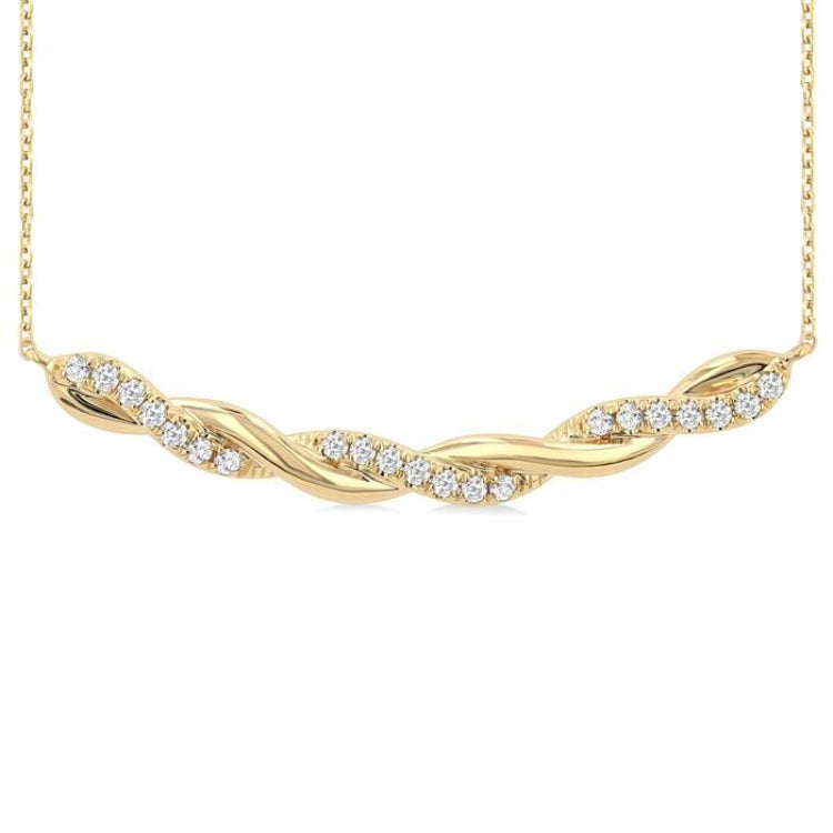 1/3 Ctw Round Cut Diamond Twisted Fashion Necklace in 14K Yellow Gold