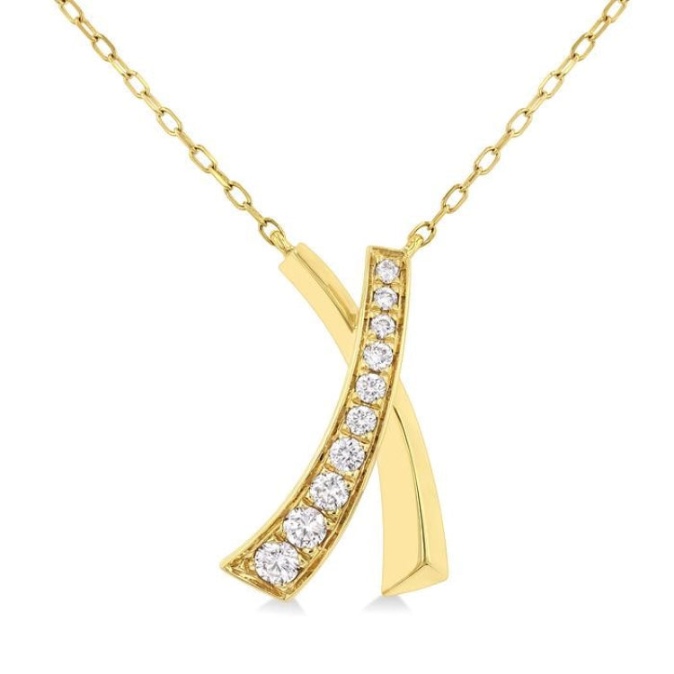 1/4 Ctw 'X' Shape Round Cut Diamond Necklace in 14K Yellow Gold