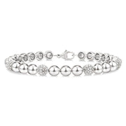 6 MM Bold Bead and 1/5 Ctw Round Cut Diamond Fashion Bracelet in Sterling Silver