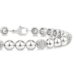 Load image into Gallery viewer, 6 MM Bold Bead and 1/5 Ctw Round Cut Diamond Fashion Bracelet in Sterling Silver