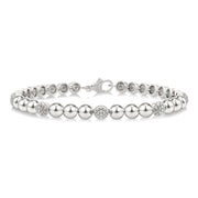 5 MM Bold Bead and 1/6 Ctw Round Cut Diamond Fashion Bracelet in Sterling Silver