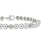 Load image into Gallery viewer, 5 MM Bold Bead and 1/6 Ctw Round Cut Diamond Fashion Bracelet in Sterling Silver