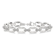 1/10 Ctw Oval Shape D-Link Round Cut Diamond Bracelet in Sterling Silver