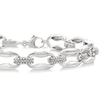 Load image into Gallery viewer, 1/10 Ctw Oval Shape D-Link Round Cut Diamond Bracelet in Sterling Silver