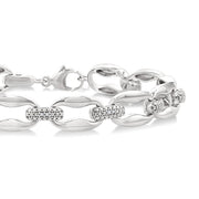 1/10 Ctw Oval Shape D-Link Round Cut Diamond Bracelet in Sterling Silver