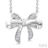 1/20 Ctw Bow Round Cut Diamond Fashion Pendant With Chain in Sterling Silver