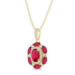 Load image into Gallery viewer, 6x4 MM Oval Cut &amp; 4x2 MM Marquise Cut Ruby and 1/6 Ctw Round Cut Diamond Precious Pendant With Chain in 14K Yellow Gold