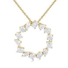 1 Ctw Circle Multi-Cut Diamond Fashion Pendant With Chain in 14K Yellow Gold