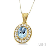 Oval Shape Gemstone & Diamond Pendant