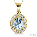 Oval Shape Gemstone & Diamond Pendant