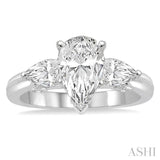 Pear Shape Past Present & Future Semi-Mount Diamond Engagement Ring