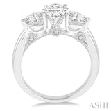 Pear Shape Past Present & Future Semi-Mount Diamond Engagement Ring