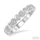 1/20 ctw Mini Hearts Round Cut Diamond Fashion Ring in Silver