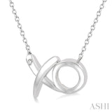 Silver 'X' & 'O' Shape Diamond Fashion Pendant