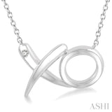 Silver 'X' & 'O' Shape Diamond Fashion Pendant