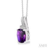 Silver Gemstone & Diamond Pendant